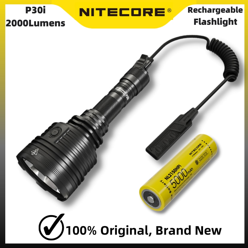 NITECORE P30i 높은 강력한 Spootlight USB-C 충전식 2000 루멘 손전등 5000mAH Battey + Rsw2i 원격